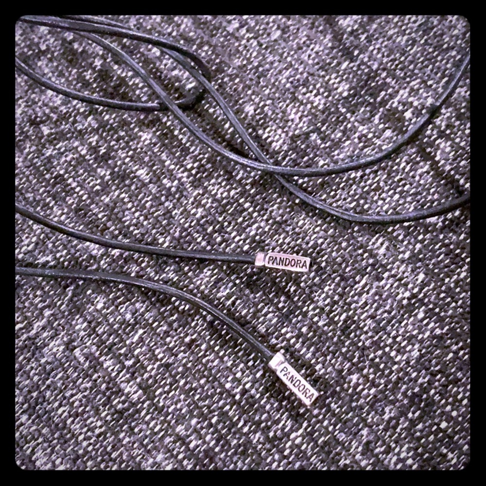 PANDORA RETIRED LEATHER CORD NECKLACE